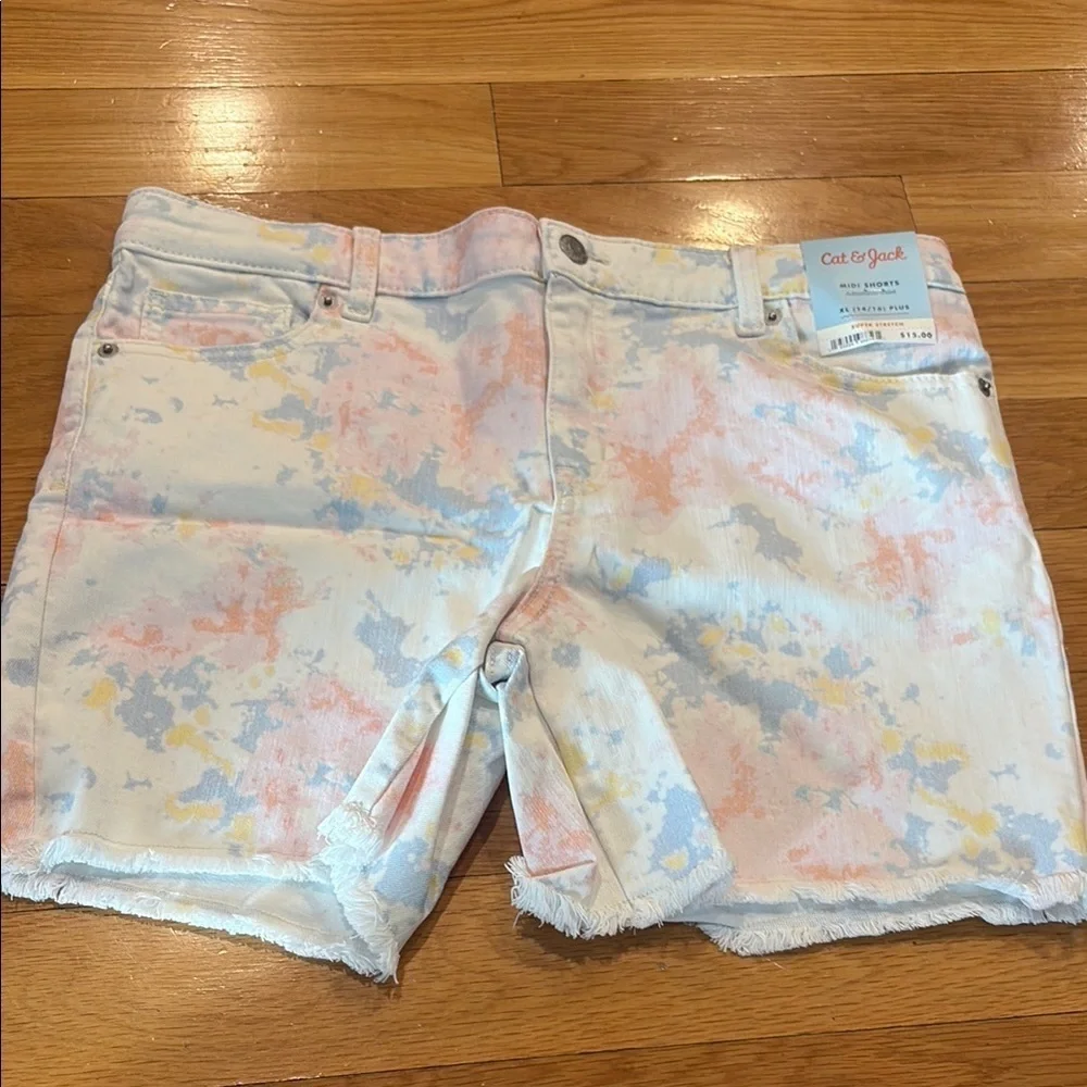 - Cat & Jack Pastel Splash Denim Shorts